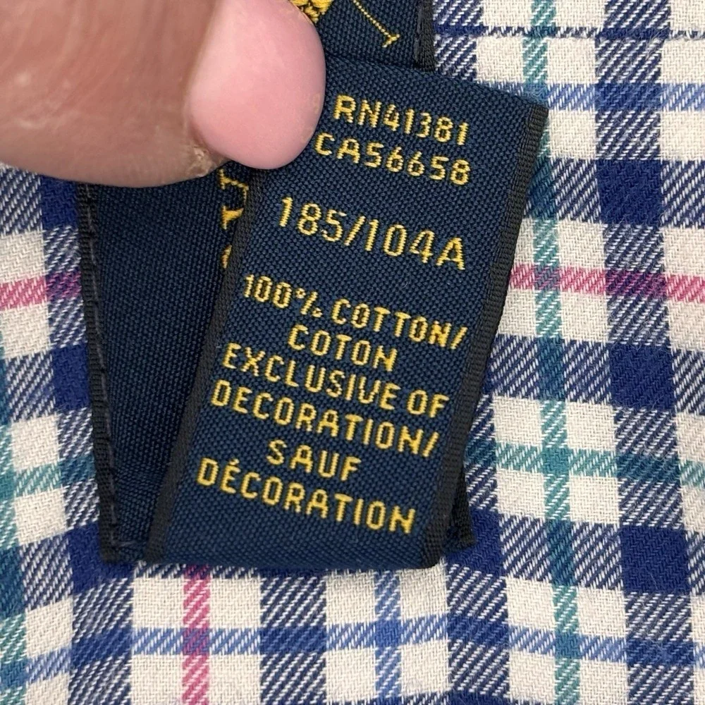Polo Ralph Lauren Shirt XL Mens Button Down Multi Color Check Pink Pony Cotton